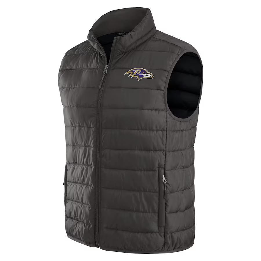 Baltimore Ravens NFL x Darius Rucker Collection Black Packable Full-Zip Vest with Travel Bag Superstar Jacket