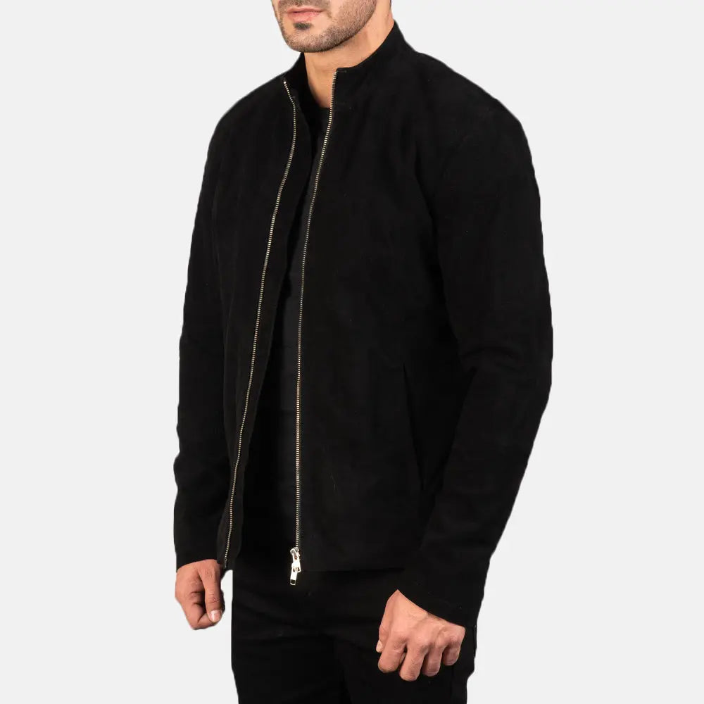 Charcoal Black Suede Biker Jacket Super Star Jacket