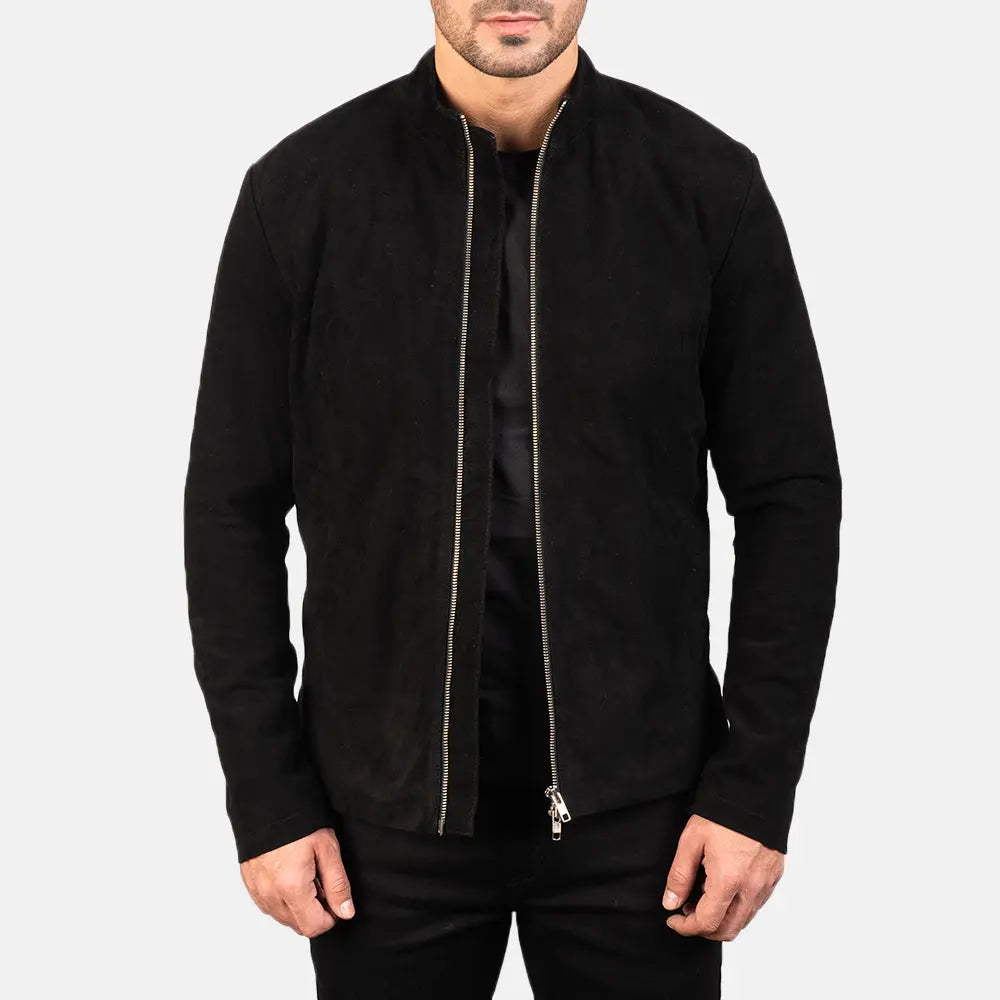 Charcoal Black Suede Biker Jacket Super Star Jacket