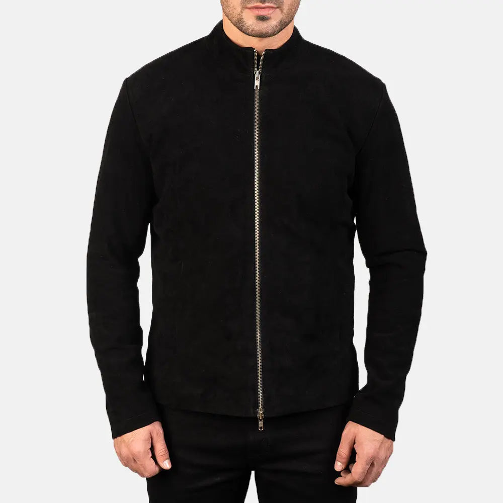 Charcoal Black Suede Biker Jacket Super Star Jacket
