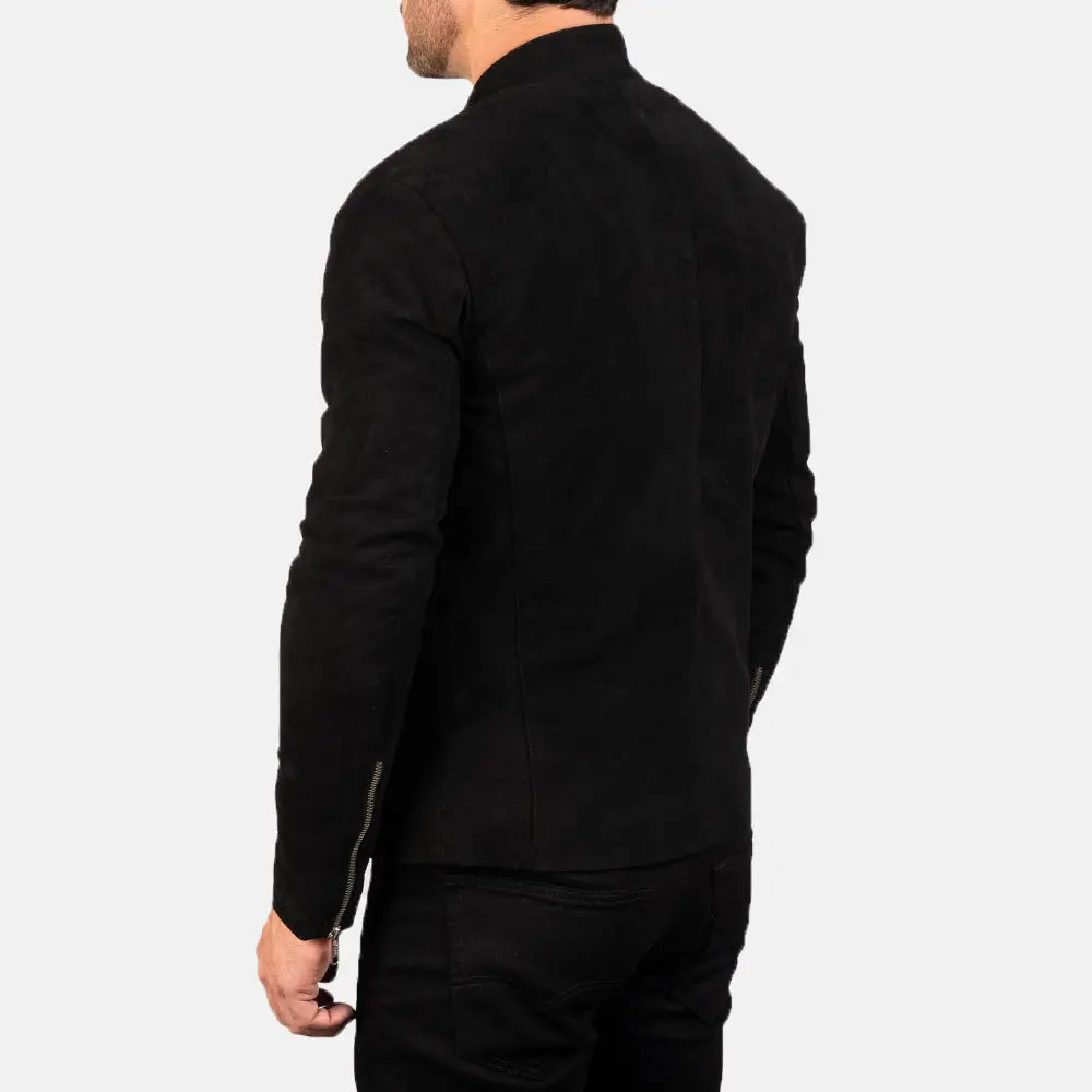 Charcoal Black Suede Biker Jacket Super Star Jacket