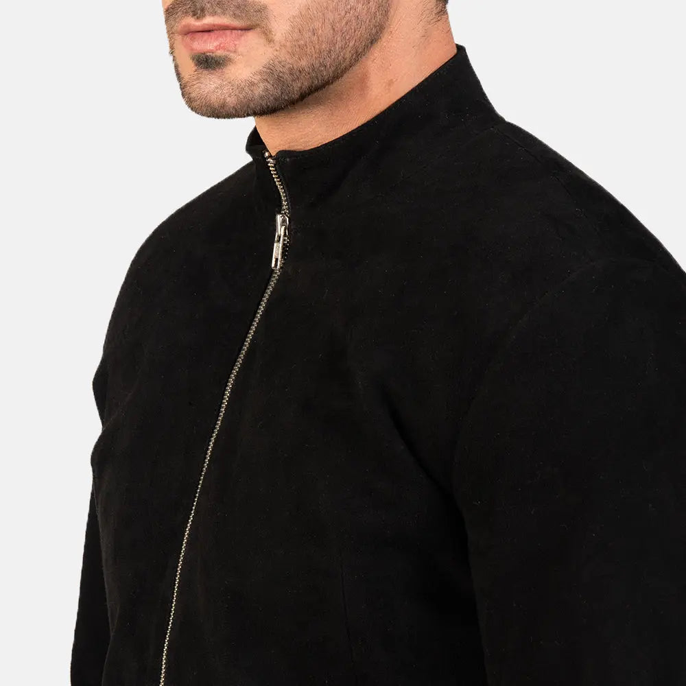 Charcoal Black Suede Biker Jacket Super Star Jacket