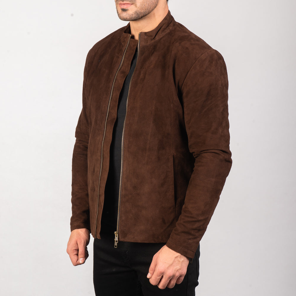 Charcoal Mocha Suede Biker Jacket Super Star Jacket