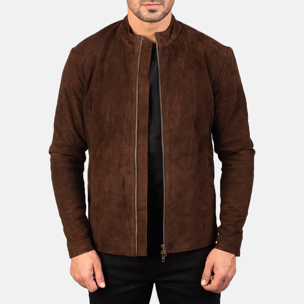Charcoal Mocha Suede Biker Jacket Super Star Jacket