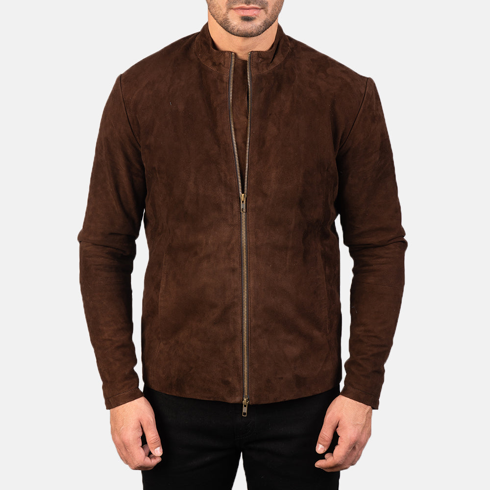 Charcoal Mocha Suede Biker Jacket Super Star Jacket