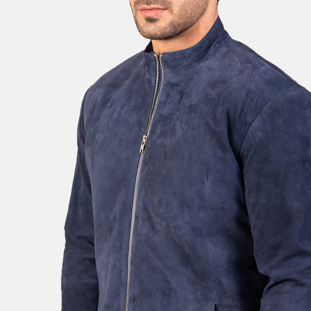 Charcoal Navy Blue Suede Biker Jacket Super Star Jacket