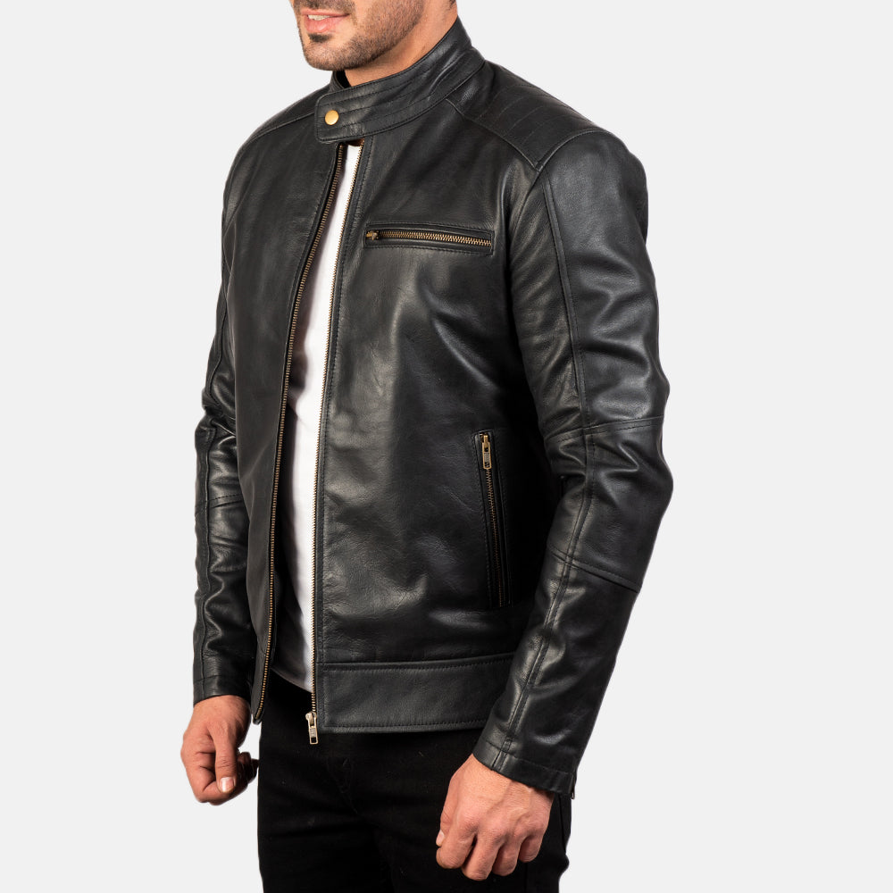 Dean Black Leather Biker Jacket Super Star Jacket