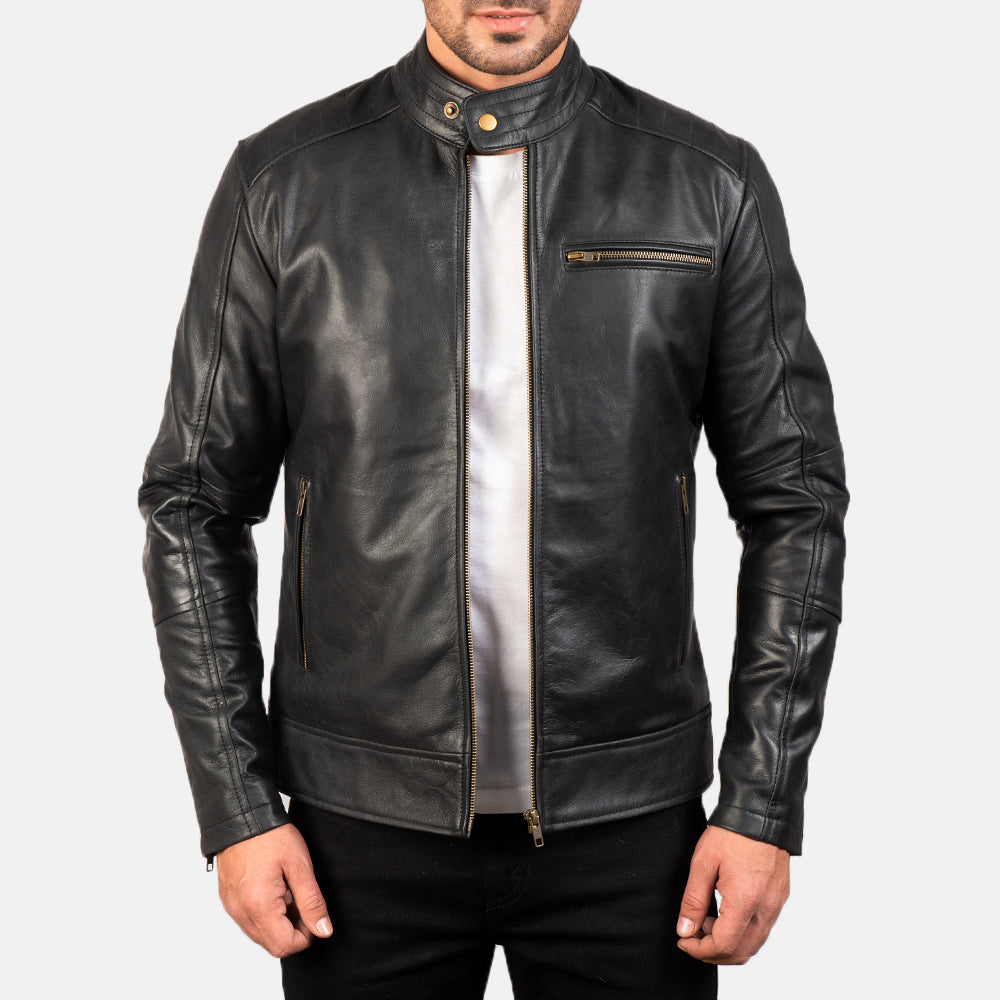 Dean Black Leather Biker Jacket Super Star Jacket