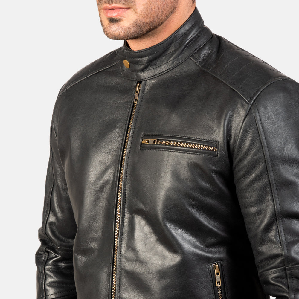 Dean Black Leather Biker Jacket Super Star Jacket