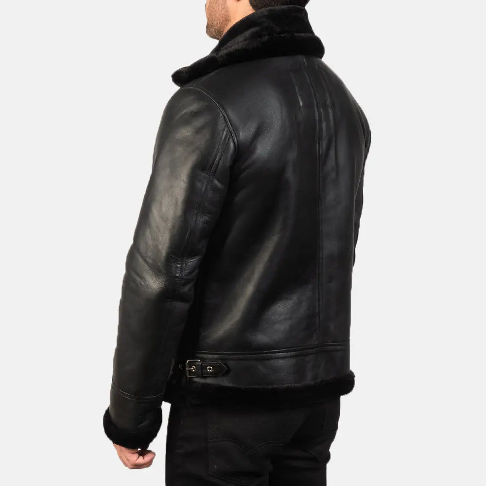 Francis B-3 Black Leather Bomber Jacket Super Star Jacket