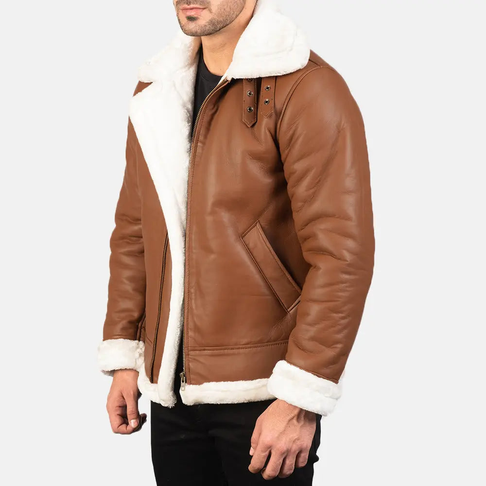Francis B-3 Brown Leather Bomber Jacket Super Star Jacket