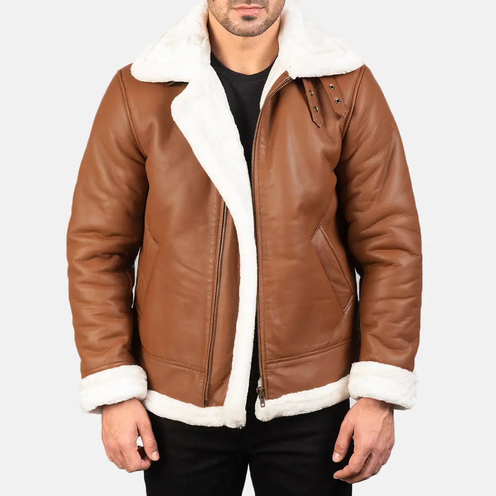 Francis B-3 Brown Leather Bomber Jacket Super Star Jacket