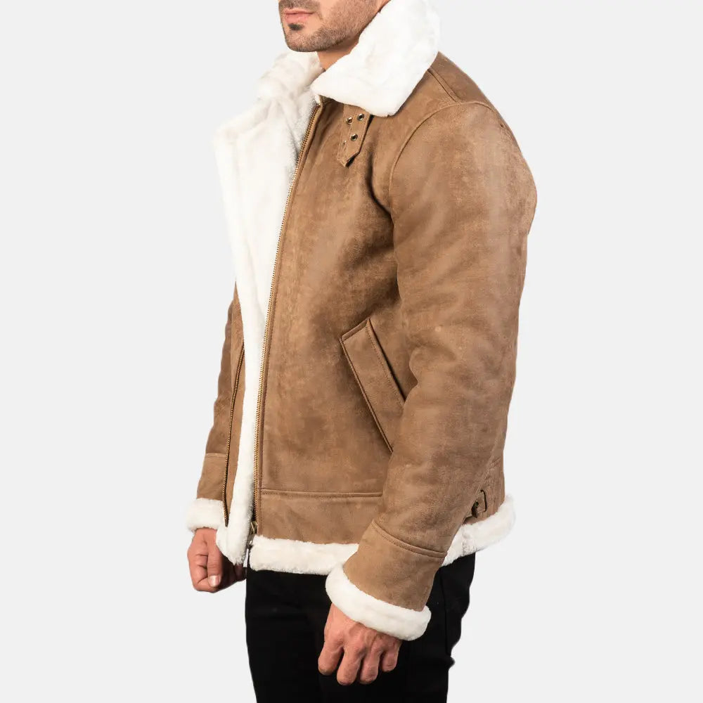 Francis B-3 Distressed Brown Leather Bomber Jacket Super Star Jacket