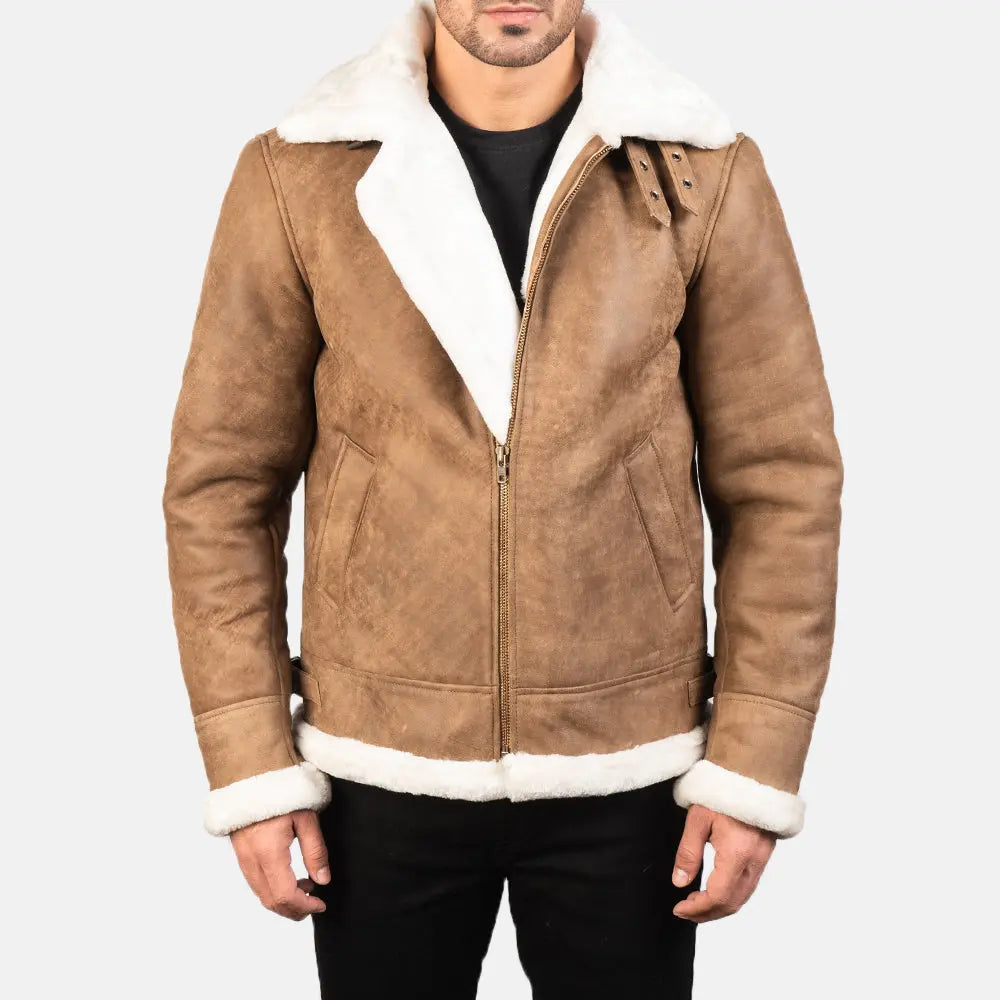 Francis B-3 Distressed Brown Leather Bomber Jacket Super Star Jacket