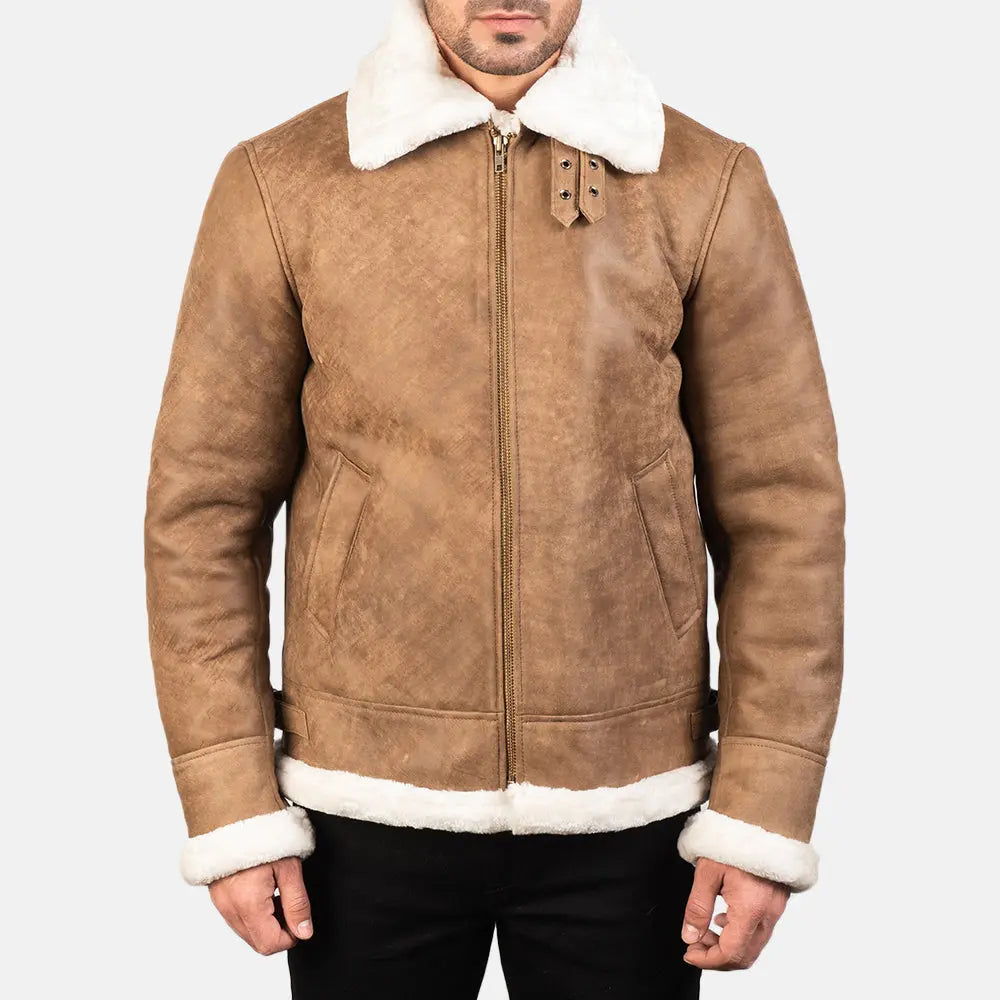 Francis B-3 Distressed Brown Leather Bomber Jacket Super Star Jacket