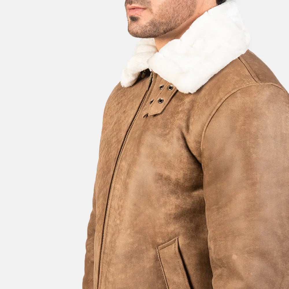 Francis B-3 Distressed Brown Leather Bomber Jacket Super Star Jacket