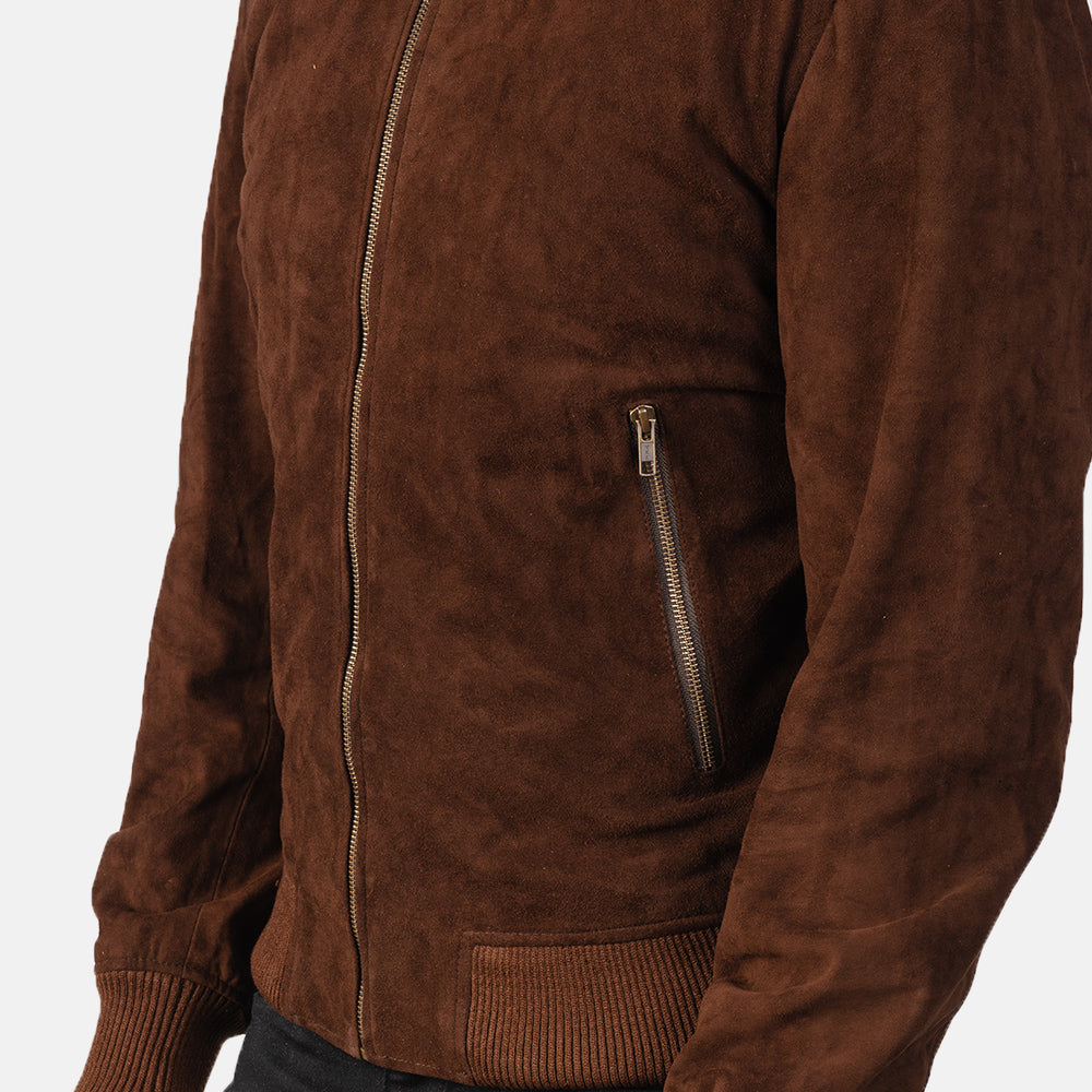 Shane Mocha Suede Bomber Jacket Super Star Jacket