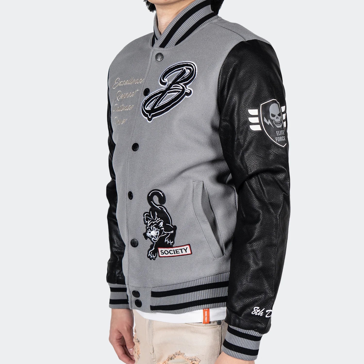 Men’s Black Panther Power Grey Varsity Jacket Super Star Jacket