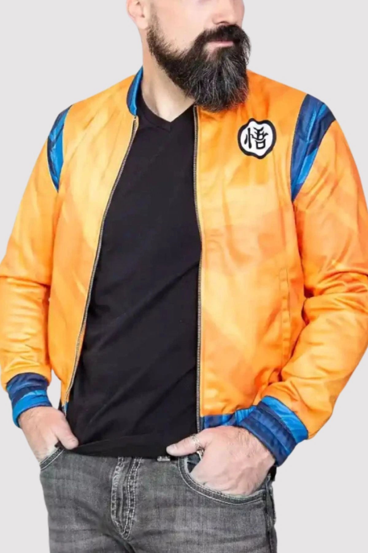 Mens Goku Anime Orange Bomber Jacket Super Star Jacket