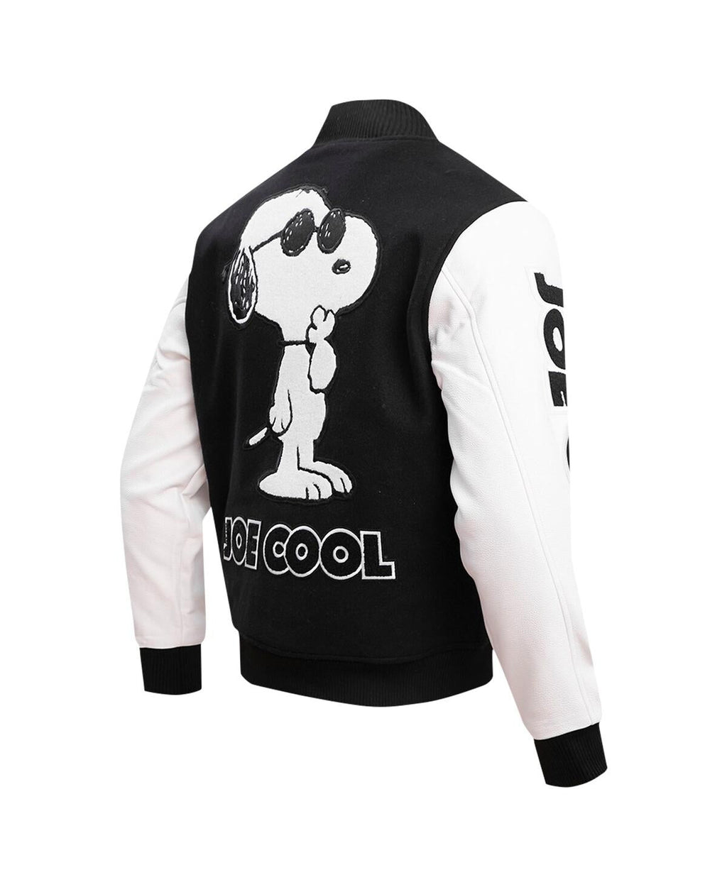 Men’s Black Peanuts Snoopy Joe Cool Full-zip Varsity Jacket Super Star Jacket