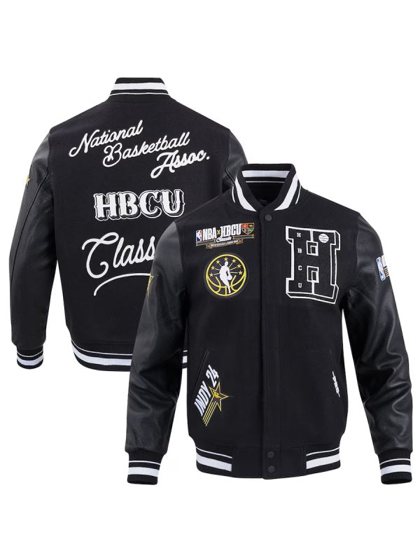Men’s Pro Standard Black 2024 NBA All-Star Game x HBCU Classic Varsity Jacket Super Star Jacket