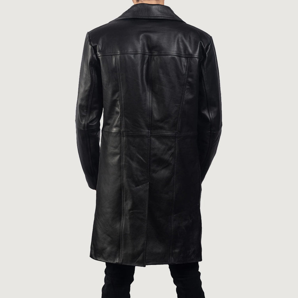 Don Long Black Leather Coat Super Star Jacket