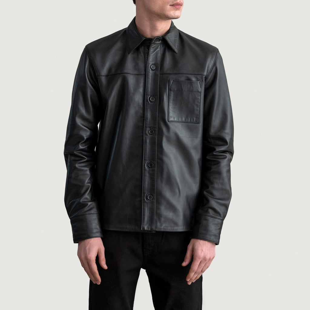 Scout Black Leather Shirt Super Star Jacket