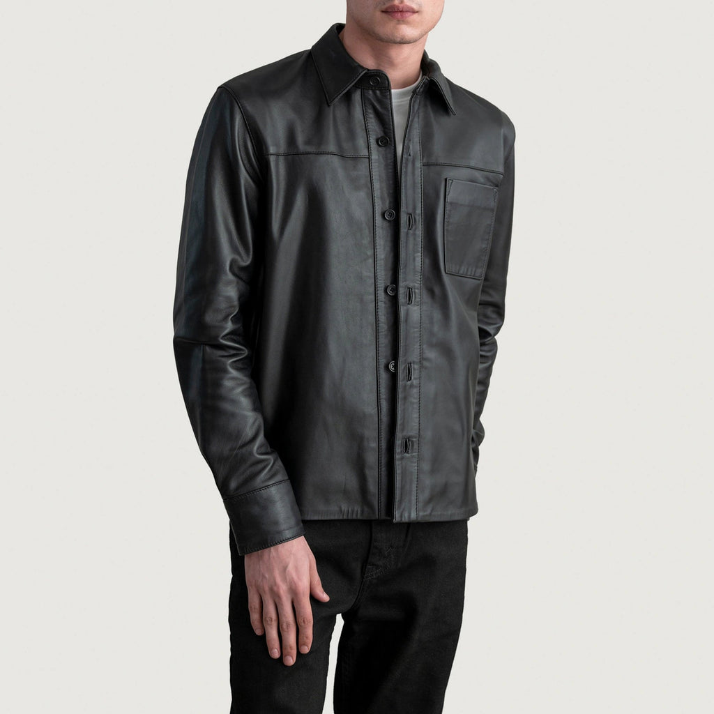 Scout Black Leather Shirt Super Star Jacket