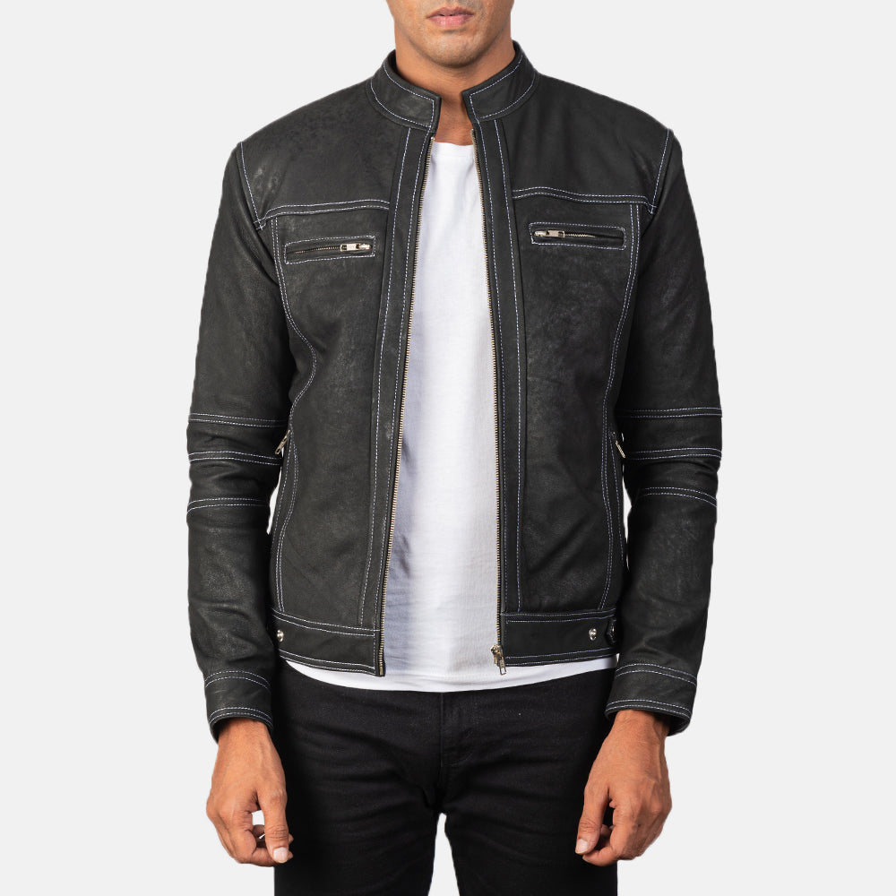 Youngster Distressed Black Leather Jacket Super Star Jacket