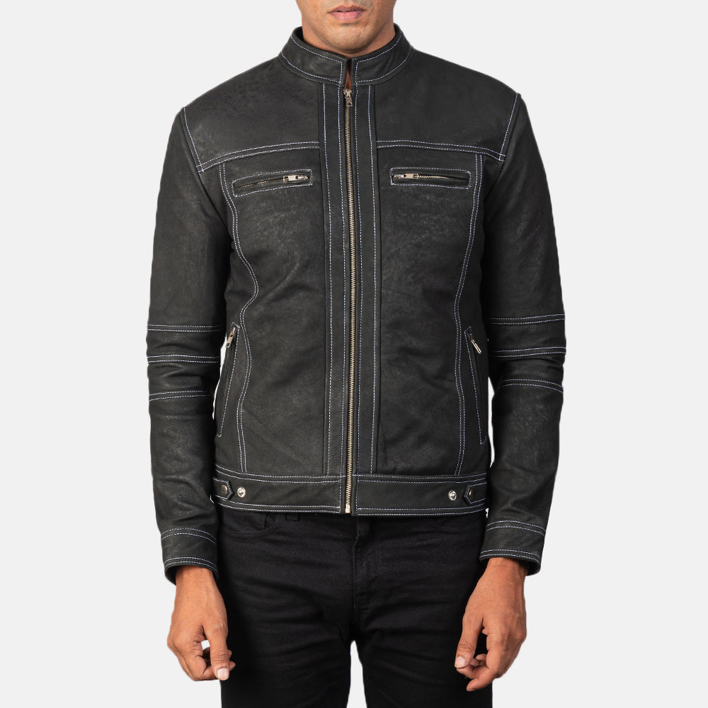 Youngster Distressed Black Leather Jacket Super Star Jacket