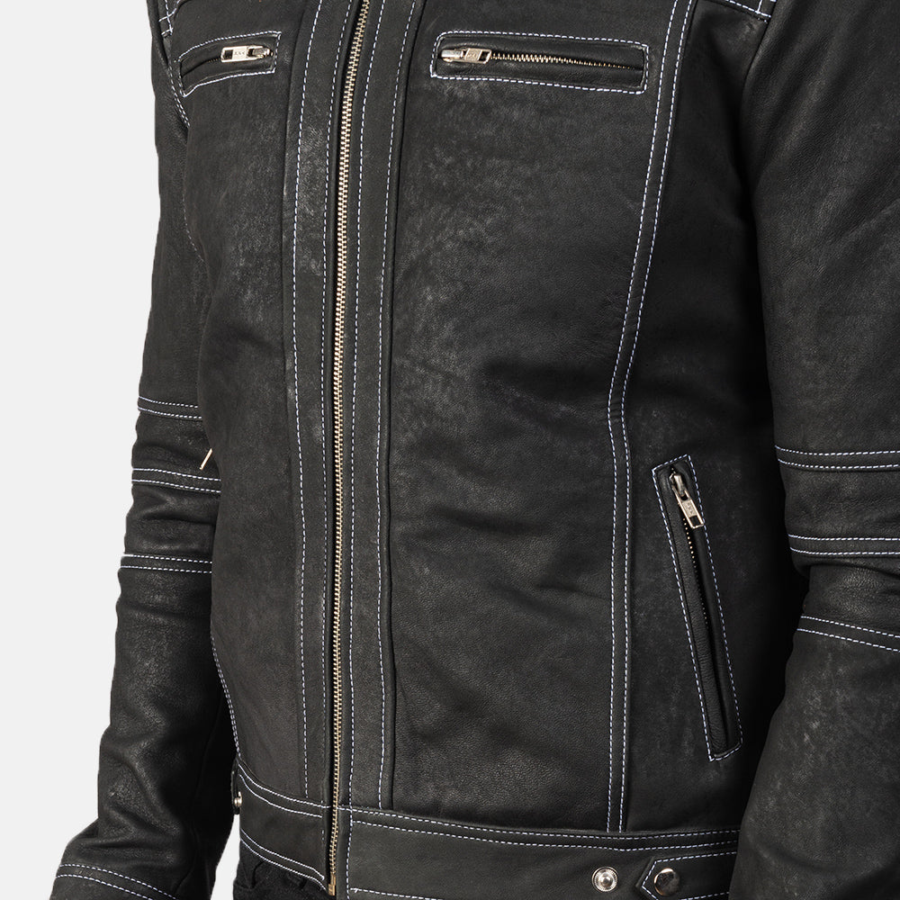 Youngster Distressed Black Leather Jacket Super Star Jacket
