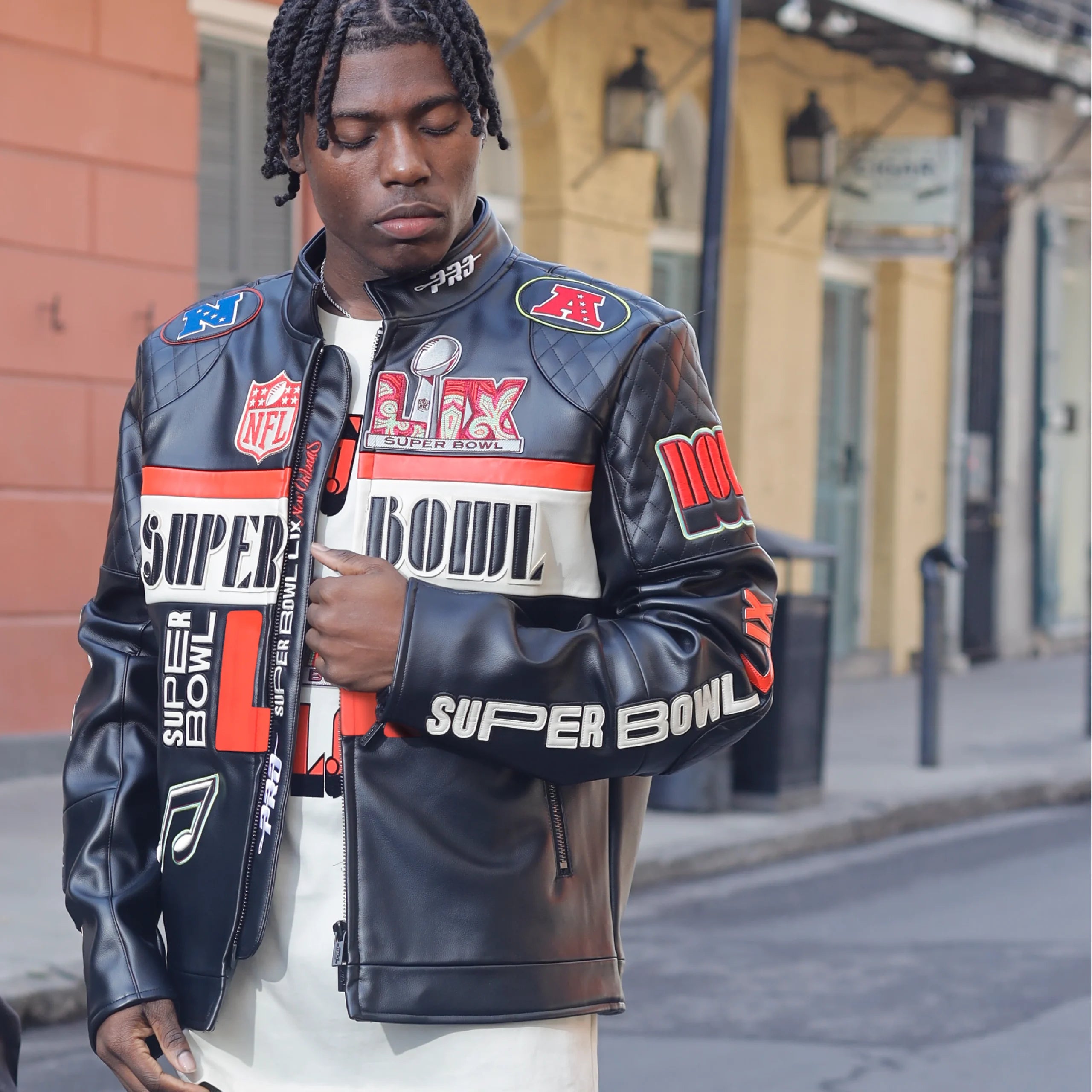 NFL Super Bowl 59 Men’s Pinnacle Moto Leather Jacket Super Star Jacket