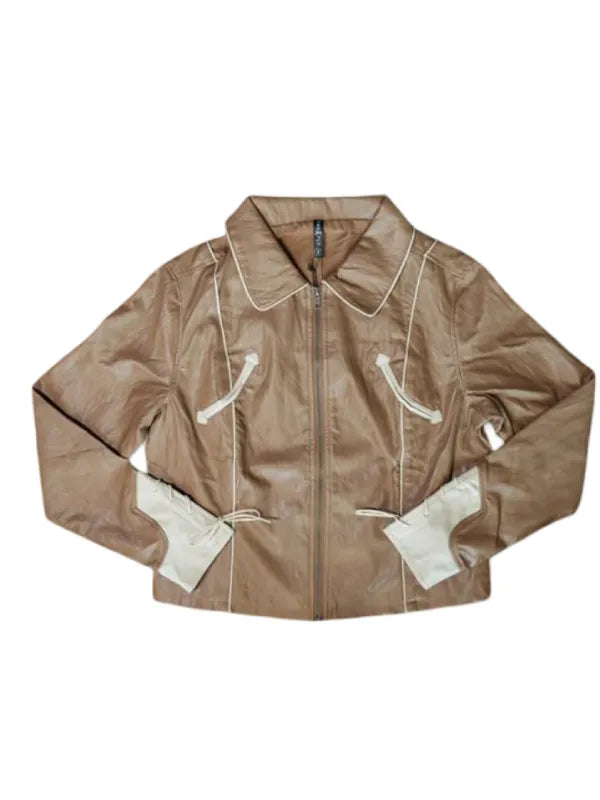 Women Rodeo Western Brown Leather Jacket Super Star Jacket