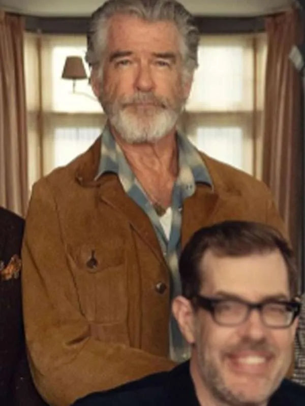 The Thursday Murder Club Pierce Brosnan Suede Leather Jacket