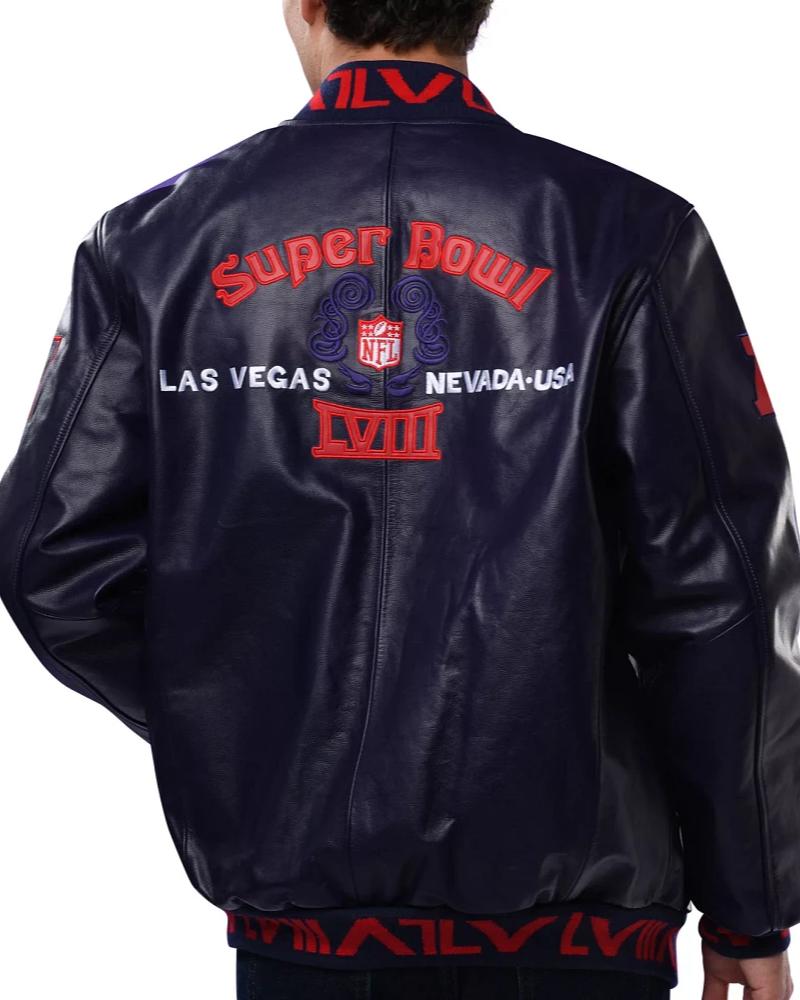 Starter Men’s Super Bowl LVIII Lucky Leather Jacket Super Star Jacket