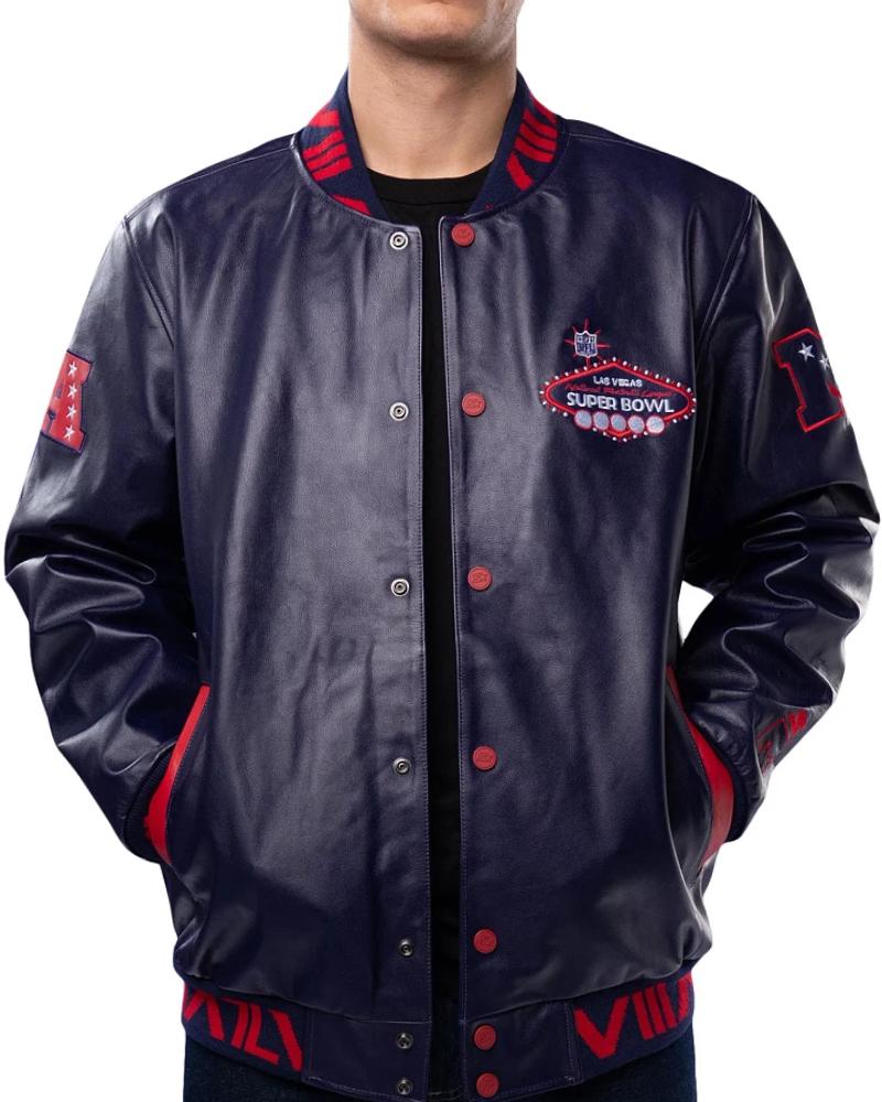 Starter Men’s Super Bowl LVIII Lucky Leather Jacket Super Star Jacket