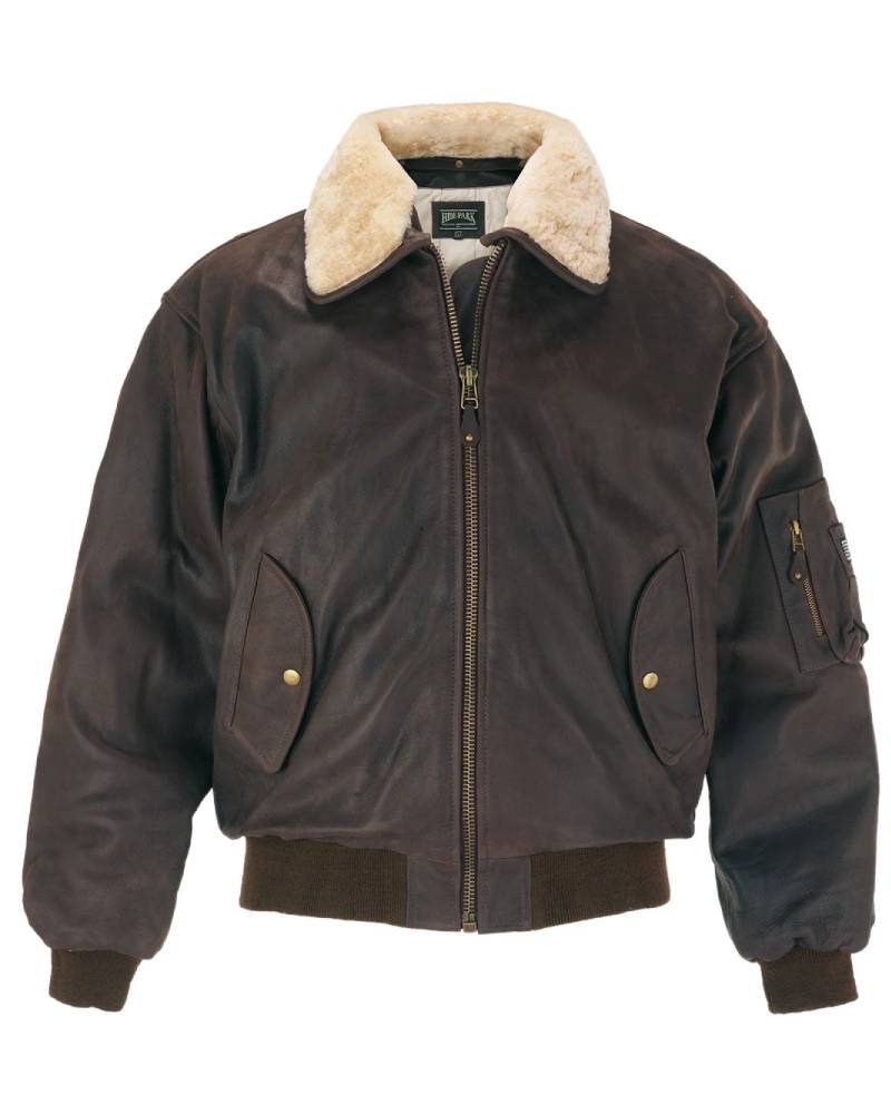 B-2 Men’s Brown Leather Bomber Jacket With White Collar Super Star Jacket
