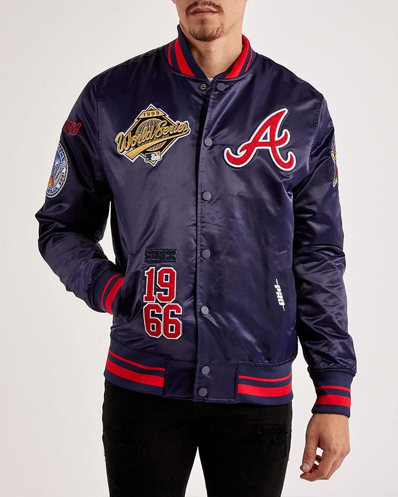 Atlanta Braves World Series Navy Varsity Satin Jacket Super Star Jacket