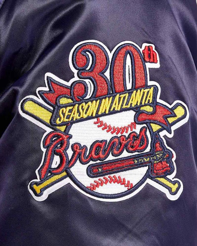 Atlanta Braves World Series Navy Varsity Satin Jacket Super Star Jacket