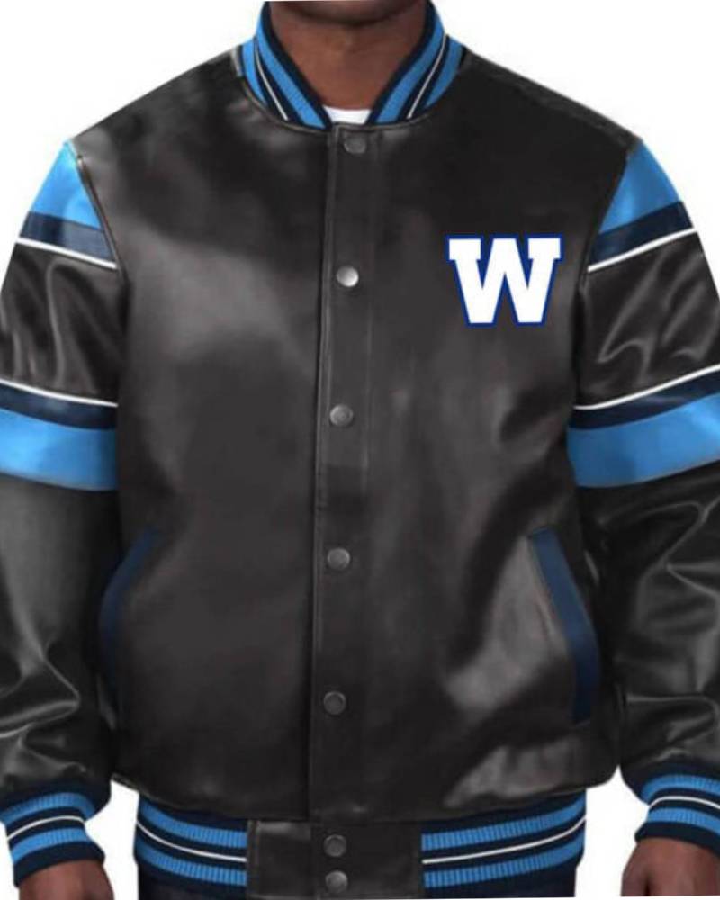 CFL Winnipeg Blue Bombers Multicolor Leather Jacket Super Star Jacket