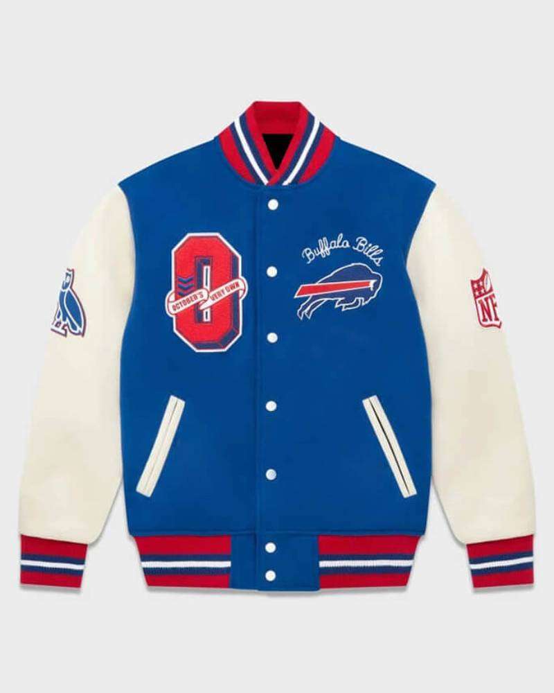OVO NFL Buffalo Bills Blue And White Varsity Jacket Super Star Jacket