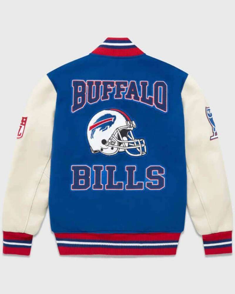 OVO NFL Buffalo Bills Blue And White Varsity Jacket Super Star Jacket