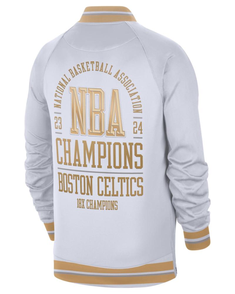 Men’s Boston Celtics Nike White/Gold 2024 NBA Finals Champions Jacket Super Star Jacket