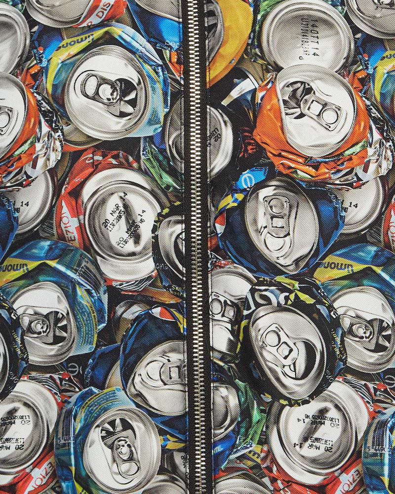 Moschino Couture Multicolor Beverage Cans Print Nylon Bomber Jacket Super Star Jacket