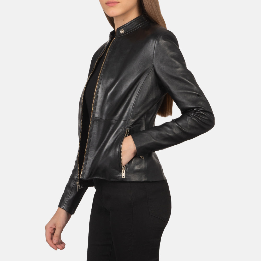 Rave Black Leather Biker Jacket Super Star Jacket