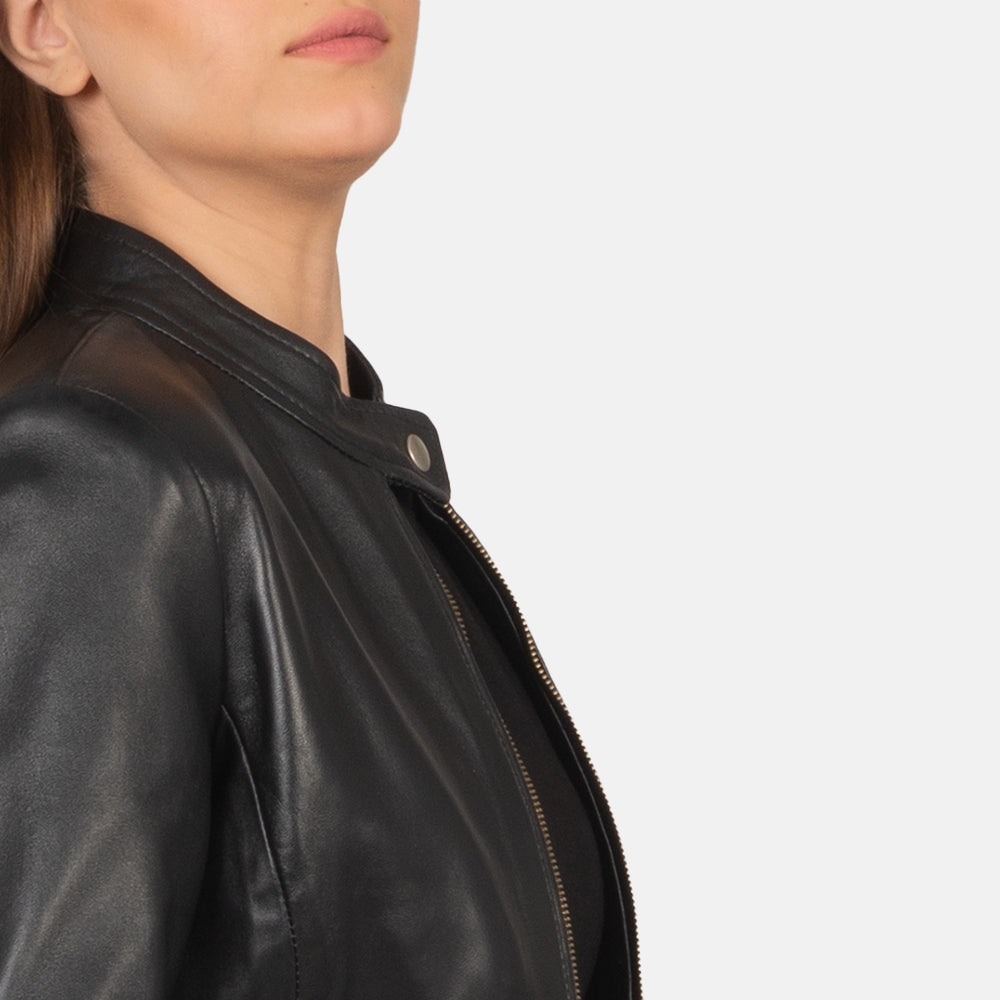 Rave Black Leather Biker Jacket Super Star Jacket