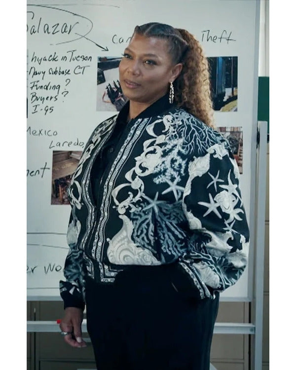 The Equalizer S05 Queen Latifah Black Printed Bomber Jacket Super Star Jacket