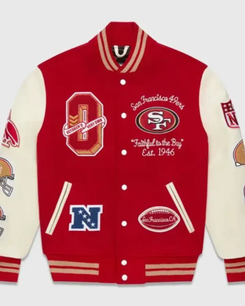 Ovo San Francisco 49ers Red And White Varsity Jacket Super Star Jacket