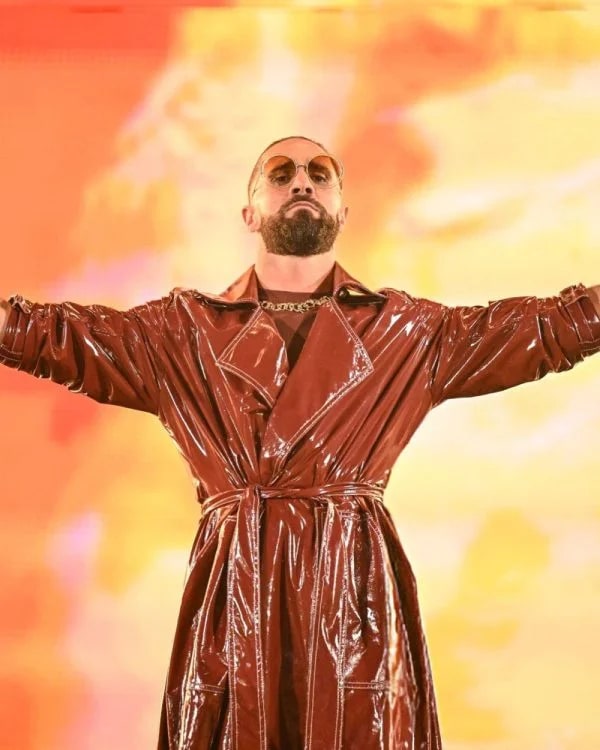 Seth Rollins Monday Night RAW Leather Trench Coat Super Star Jacket