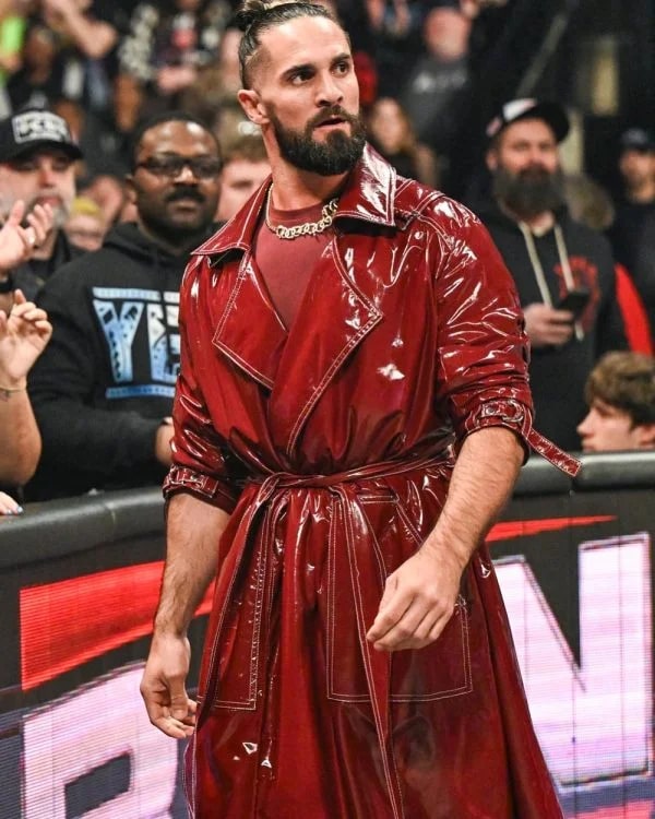 Seth Rollins Monday Night RAW Leather Trench Coat Super Star Jacket